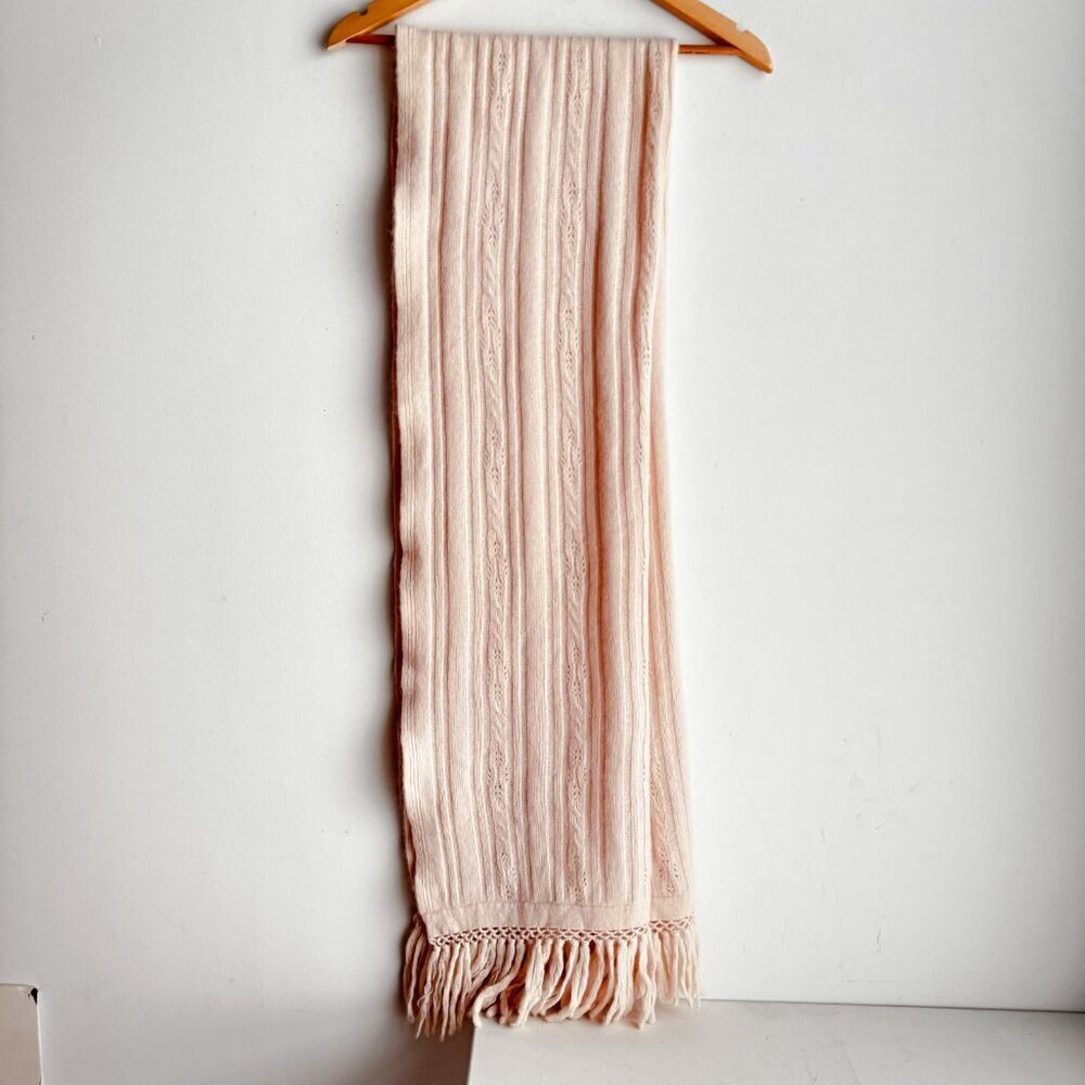 Vintage Jeanne Pierre Blush Pink Lambswool Angora Blend Large Long Scarf - Picture 5 of 11